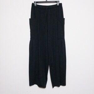 Halara Wide Leg Cargo Pants Womens Sz M Tall (28x29) Black High Rise Drawstring